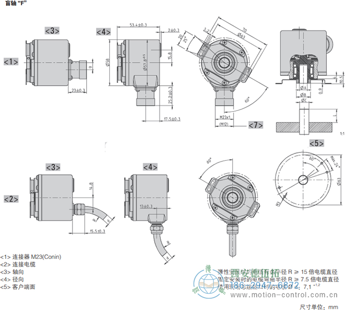 AC58-Profibus光電絕對(duì)值通用編碼器外形及安裝尺寸(盲軸F) - 西安德伍拓自動(dòng)化傳動(dòng)系統(tǒng)有限公司