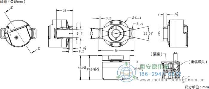 HC53光電電機(jī)反饋編碼器外形及安裝尺寸(軸套) - 西安德伍拓自動化傳動系統(tǒng)有限公司