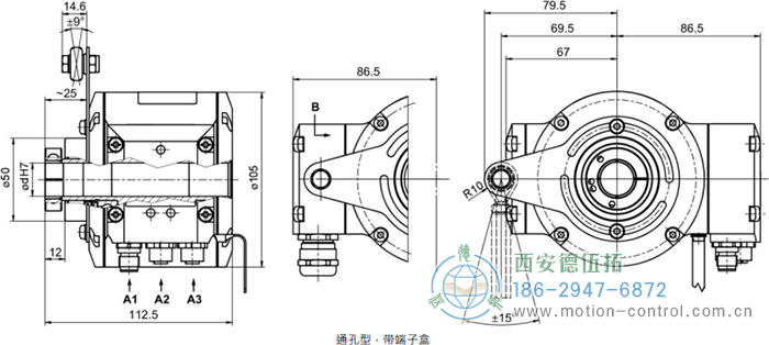 HMG10-T - EtherCAT絕對值重載編碼器外形及安裝尺寸(通孔型) - 西安德伍拓自動(dòng)化傳動(dòng)系統(tǒng)有限公司