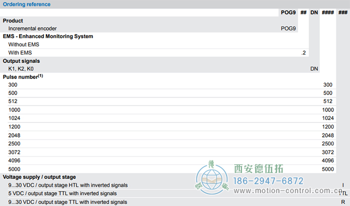 POG9增量重載編碼器訂貨選型參考 - 西安德伍拓自動(dòng)化傳動(dòng)系統(tǒng)有限公司